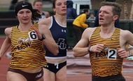 Almady and Murphy of Men's and Women's Outdoor Track and Field Compete in the Bison Outdoor Classic