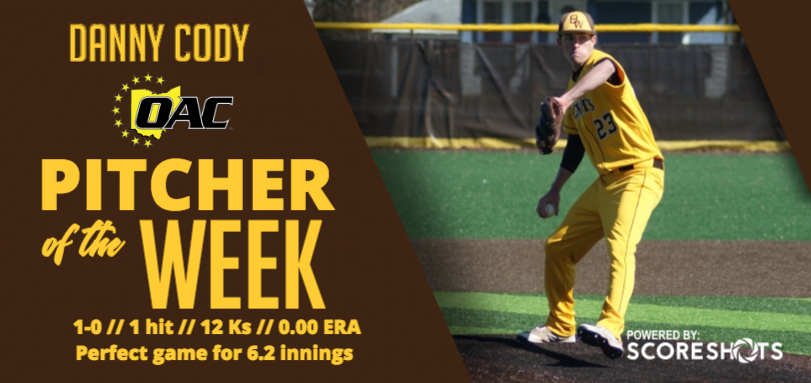 Cody Earns First OAC Pitcher of the Week Honor