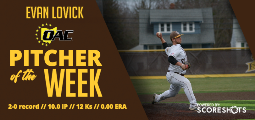 Lovick Earns Third Career OAC Pitcher of the Week Accolade