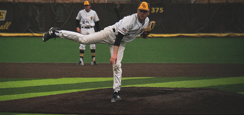 Senior Griffin Watterson struck out a career-tying three hitters in the loss to Case Western Reserve (Photo Courtesy of Alec Palmer)