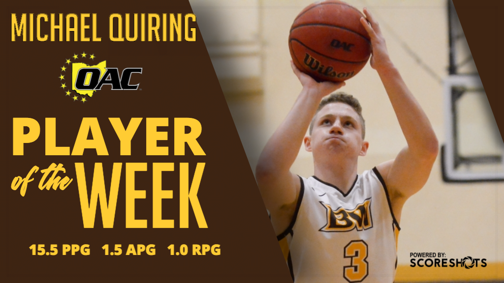 Quiring Earns First Career OAC Men’s Basketball Player of Week Honor