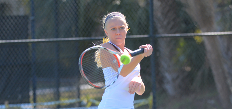 Senior Academic All-OAC player Kelly Peskura won her No. 5 singles match against Wooster