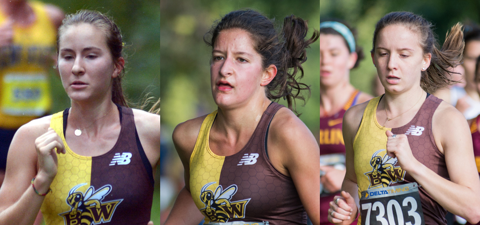 Bella Pendola, Madison Kile and Kelly Brennan all earned All-OAC honors to lead BW to a runner-up finish at the 2018 OAC Championships (Photos courtesy of Milton Woods)