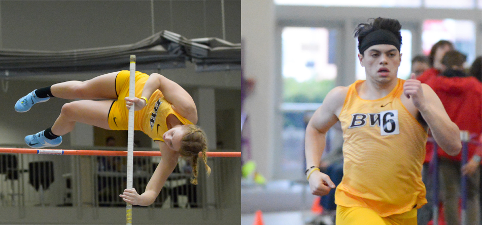 Sophomore jumper Abby Lewicki and senior sprinter Brandon Cole