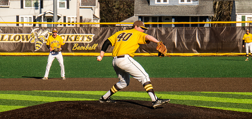 Junior Spencer Berg received the win in the first game of the doubleheader against the University of Mount Union (Photo Courtesy of Alec Palmer)