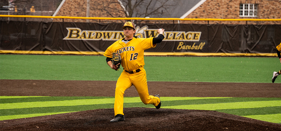 Senior Jack Raines went a career-high eight innings in the 9-1 victory over Ohio Northern in game two (Photo Courtesy of Alec Palmer)