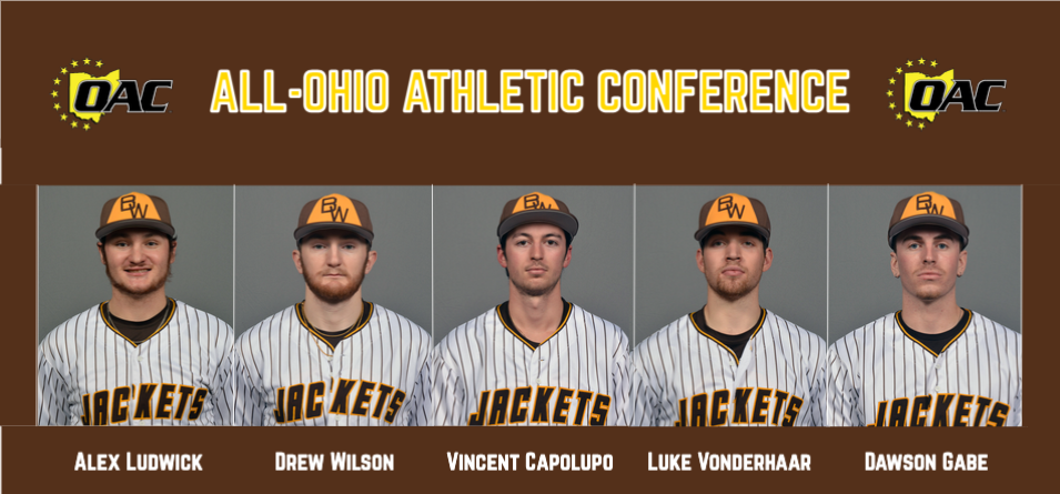 All-Ohio Athletic Conference Players (from left to right): Alex Ludwick, Drew Wilson, Vincent Capolupo, Luke Vonderhaar, and Dawson Gabe