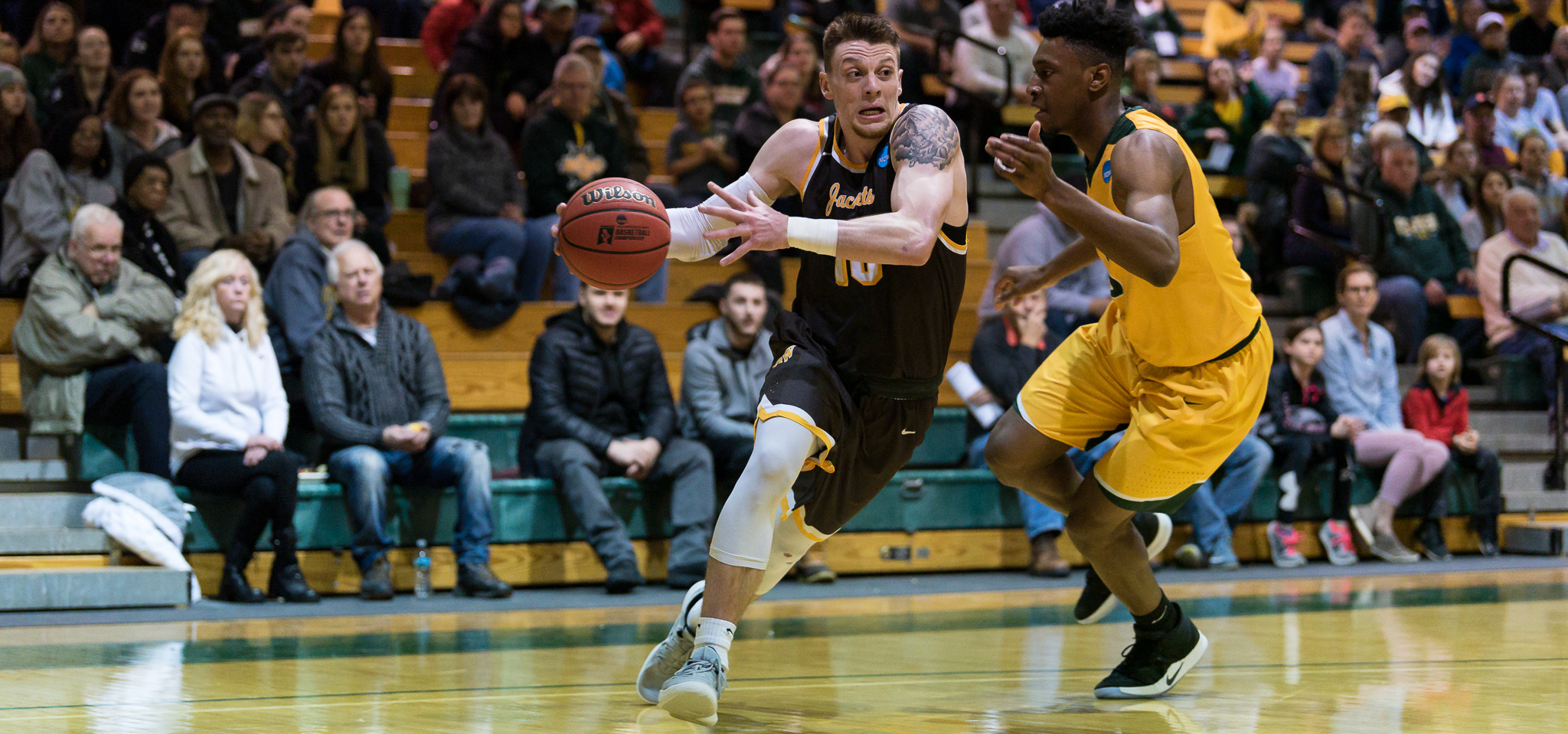 Senior guard Kyle Nader recorded a career-high 18 points and 10 rebounds in the second round loss to Oswego St. (Photo Courtesy of Jesse Kucewicz)