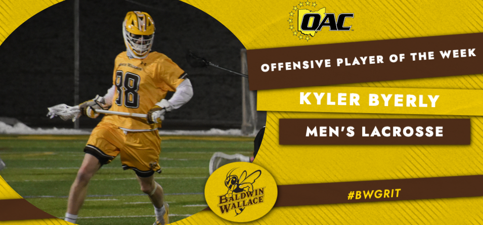Byerly Garners First Men’s Lacrosse OAC Offensive Player of the Week Honors