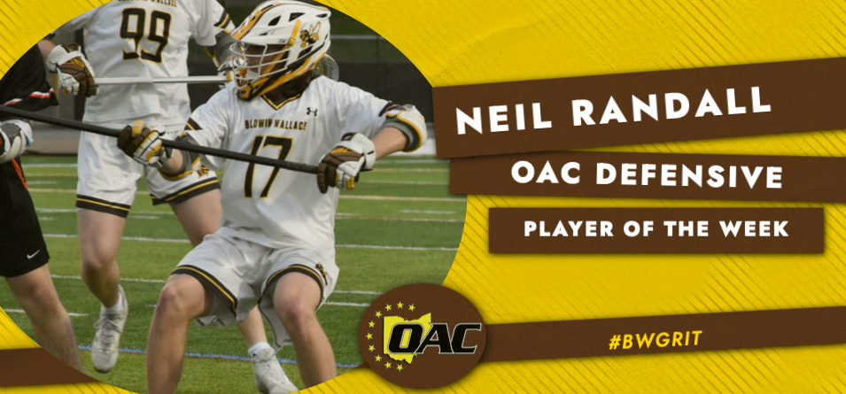 Randall Earns First OAC Men’s Lacrosse Defensive Player of the Week Honors
