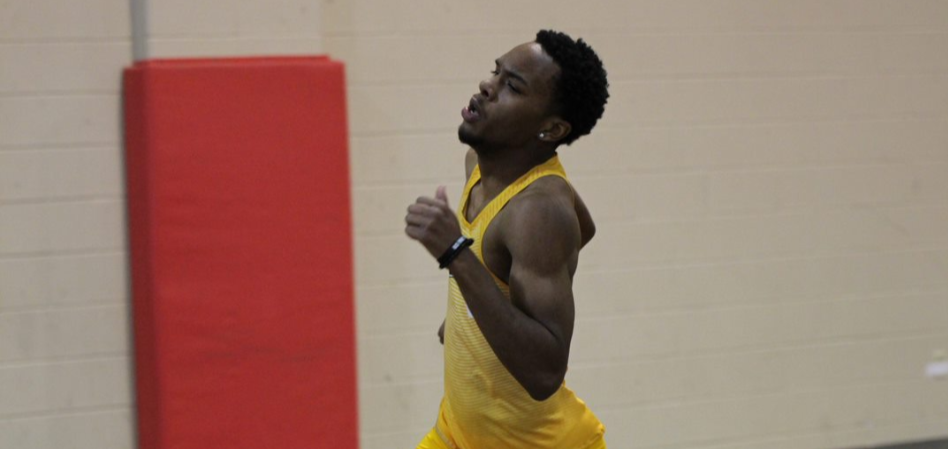 Freshman sprinter Desmond Manley won the 400-meter dash at the Mount Union tri-meet (Photo courtesy of Maddie Sasfy/Otterbein University)