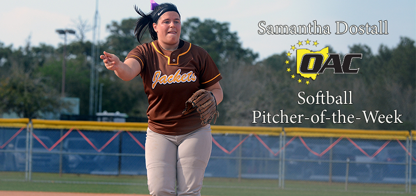 Dostall Earns Second Straight OAC Softball Pitcher of the Week Honor