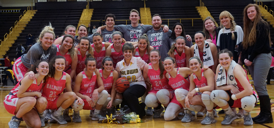 Head coach Cheri Harrer notched her 600th career victory as BW defeated Muskingum in the Play4Kay Game (Photo courtesy of Hailey Owens)