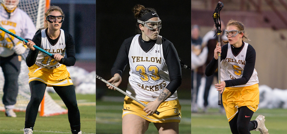 Senior Megan Patrick, senior Hannah Albrechta and junior Hannah Stein were named 2019 women's lacrosse team captains