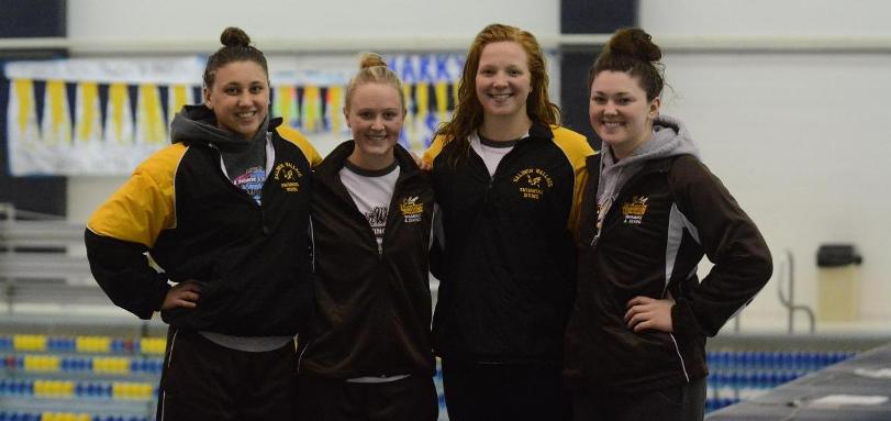 The 200-yard freestyle school-record setting relay team of Chandler Ashbaugh,Kayla Eyster  Courtney  Severns  and Jordyn Miller
