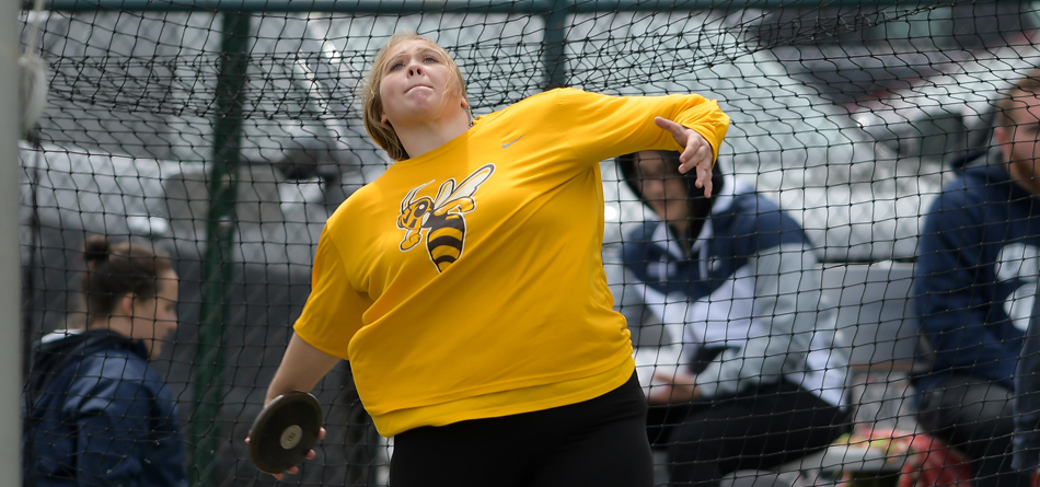 Senior All-OAC and Academic All-OAC thrower Brooke Buckhannon won the hammer throw and discus throw at the OAC Opener