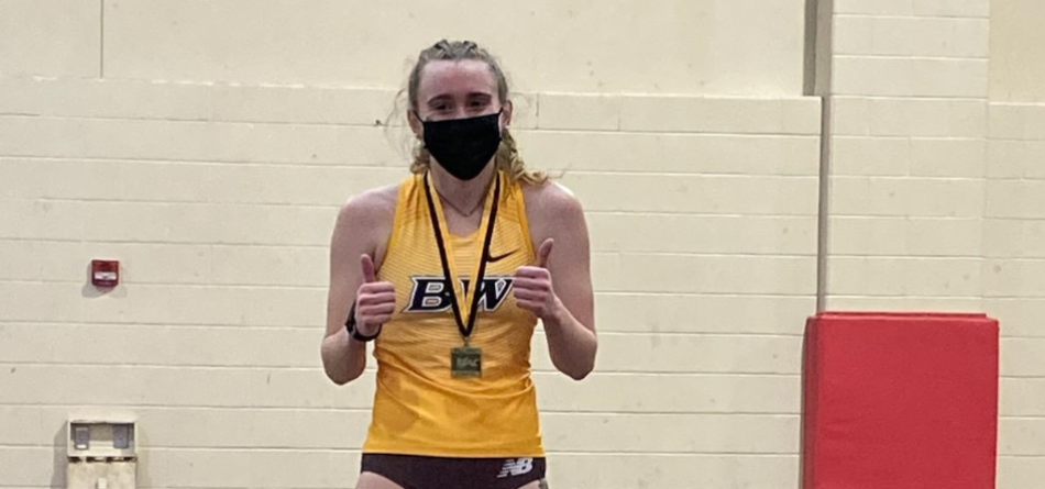 Senior All-OAC distance runner Hastings Marek won three titles - two individual and one relay - at the 2021 OAC Indoor Championships