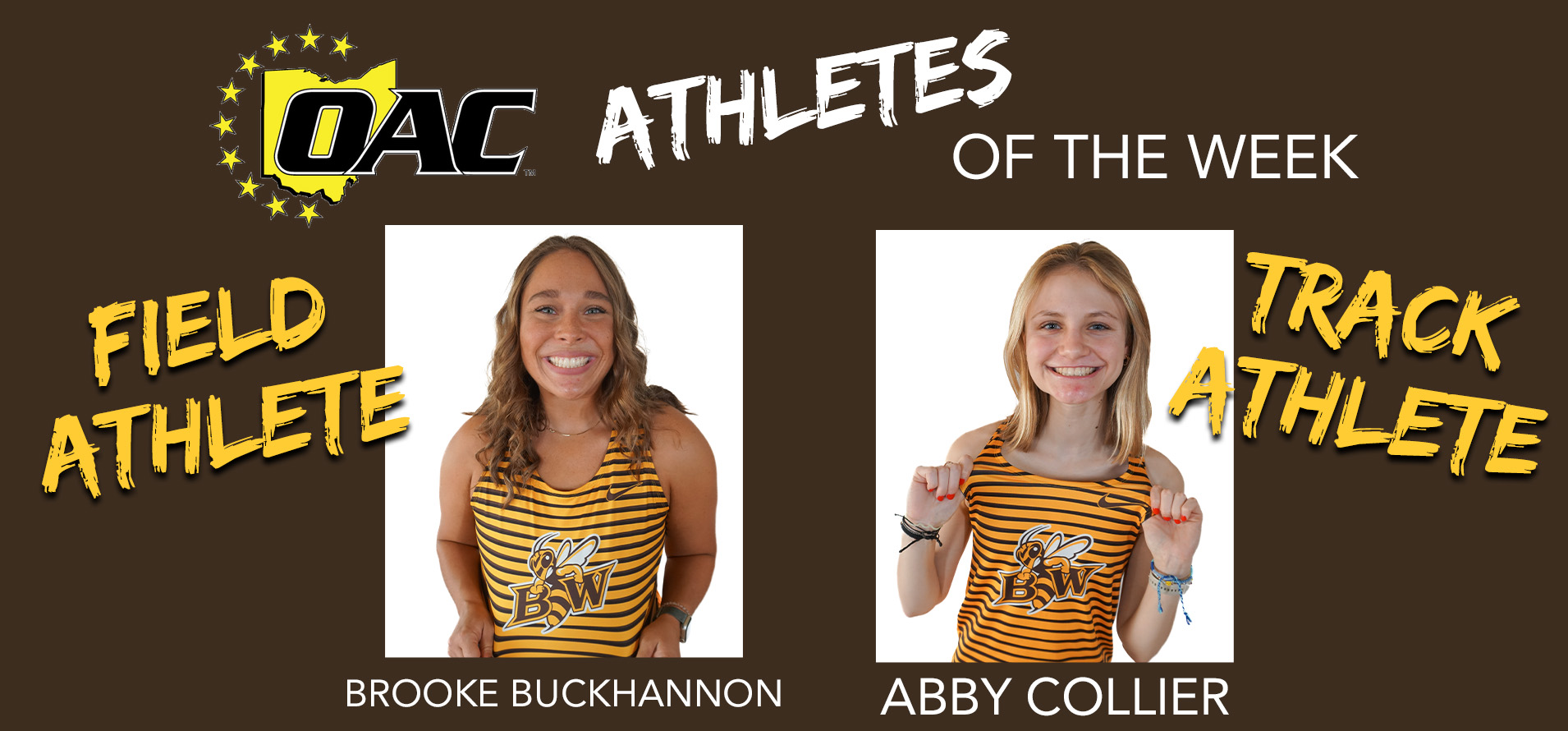 Buckhannon and Collier Earn OAC Women's Outdoor Track and Field Athlete of the Week Honors